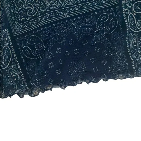 Urban Outfitters Elodie Bandana Print Mesh Mini Dress Blue Paisley Western - Picture 10 of 13